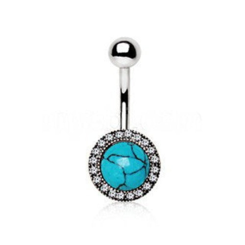 Antique Jeweled Turquoise Navel Ring | Fashion Hut Jewelry