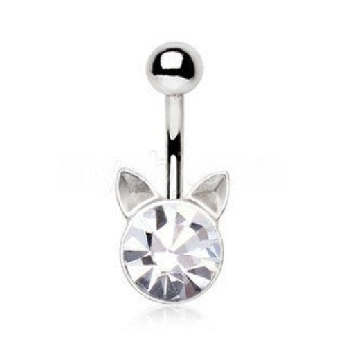 Crystal Cat Navel Ring | Fashion Hut Jewelry