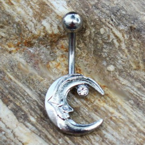 316L Stainless Steel Moon and Star Navel Ring | Fashion Hut Jewelry