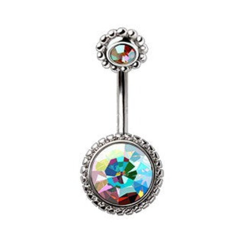 316L Stainless Steel Fancy Aurora Borealis Navel Ring | Fashion Hut Jewelry