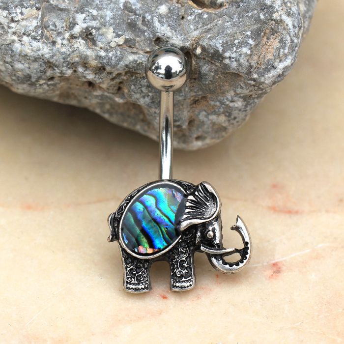316L Stainless Steel Abalone Shell Elephant Navel Ring | Fashion Hut Jewelry