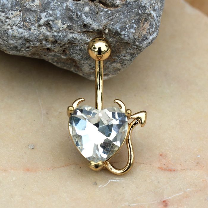 Gold Devil Heart Navel Ring | Fashion Hut Jewelry