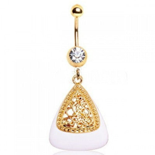 White & Gold Triangle Navel Ring | Fashion Hut Jewelry