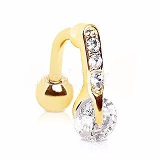 Gold Plated Top Down Round CZ Navel Ring | Fashion Hut Jewelry