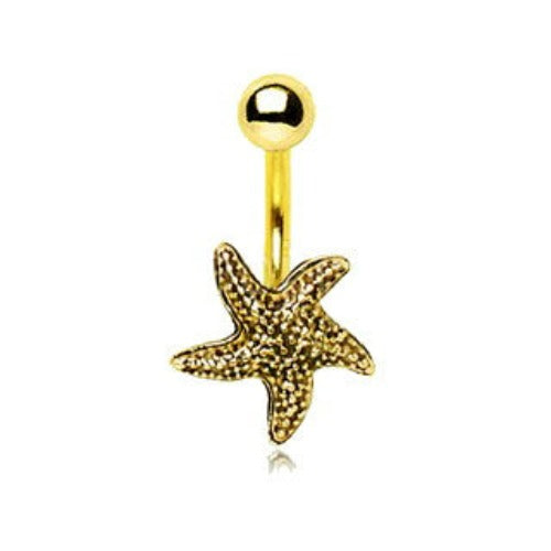 Gold Plated Starfish Navel Ring | Fashion Hut Jewelry
