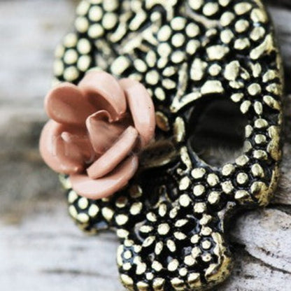 Pink Rose Skull Dangle Navel Ring | Fashion Hut Jewelry