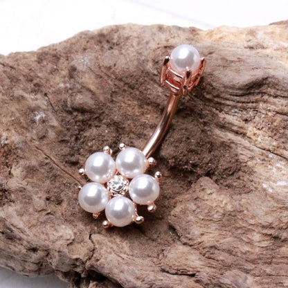 Rose Gold Plated Enchanted Pearl Navel Ring | Fashion Hut Jewelry