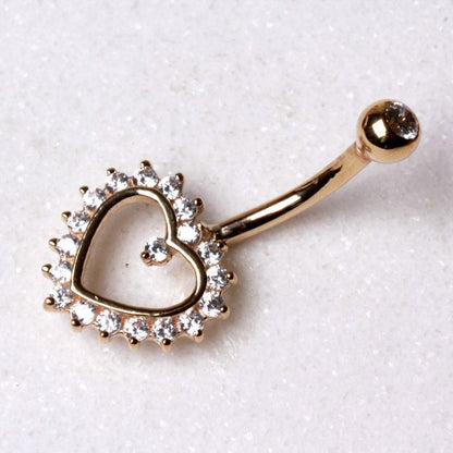 14Kt. Gold Navel Ring with Heart - Fashion Hut Jewelry