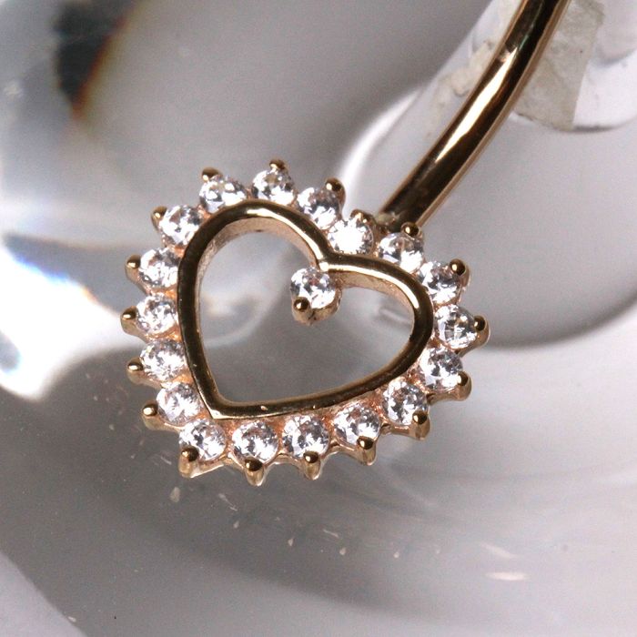 14Kt. Gold Navel Ring with Heart - Fashion Hut Jewelry