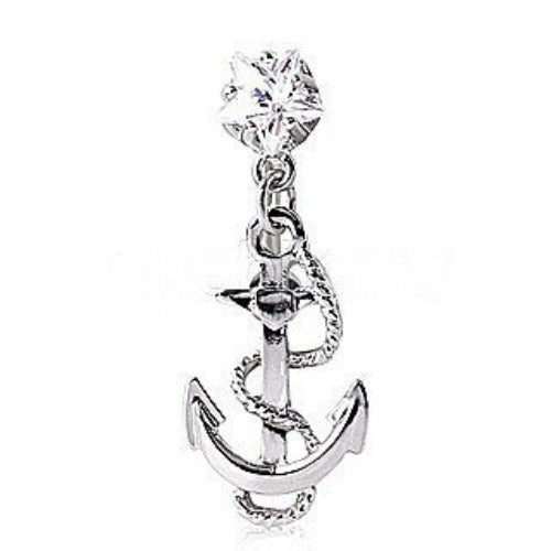 316L Surgical Steel Anchor and Rope Top Down Navel Ring | Fashion Hut Jewelry