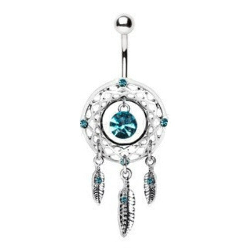 316L Stainless Steel Native Dream Catcher Navel Ring | Fashion Hut Jewelry