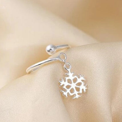 Sterling Silver Open Dangling Snowflake Ring | Fashion Hut Jewelry