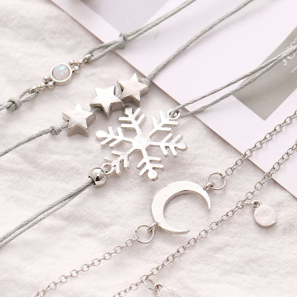 Bohemian Star Moon Snowflake Opal Bracelet Set | Fashion Hut Jewelry