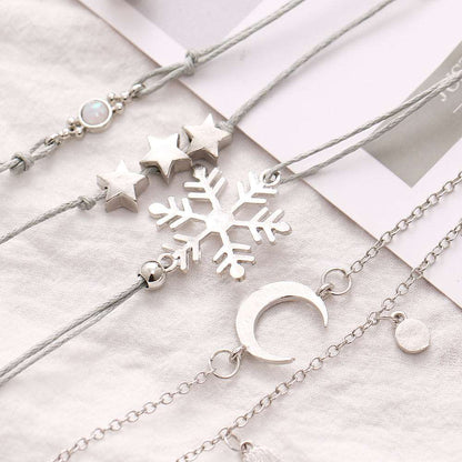 Bohemian Star Moon Snowflake Opal Bracelet Set | Fashion Hut Jewelry