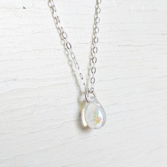 Crystal Raindrop On Sterling Silver Necklace | Fashion Hut Jewelry
