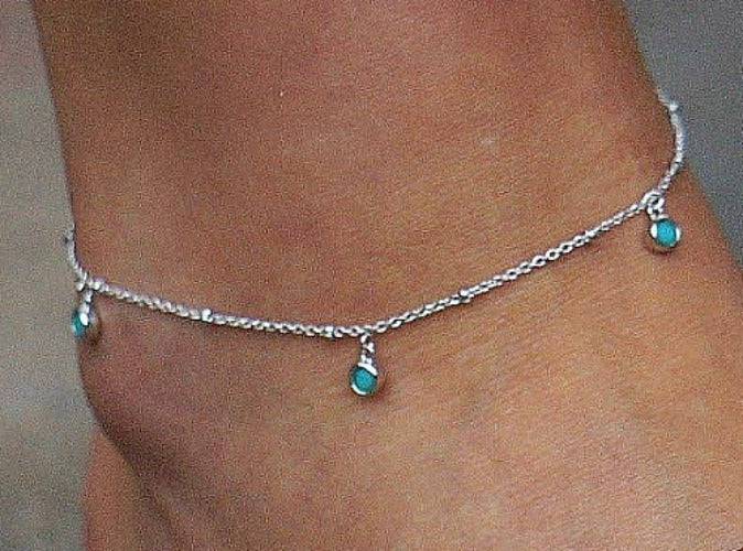 3 Stone Turquoise Anklet | Fashion Hut Jewelry