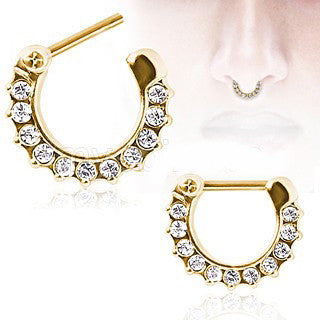 Gold Plated Gemmed Septum Clicker | Fashion Hut Jewelry