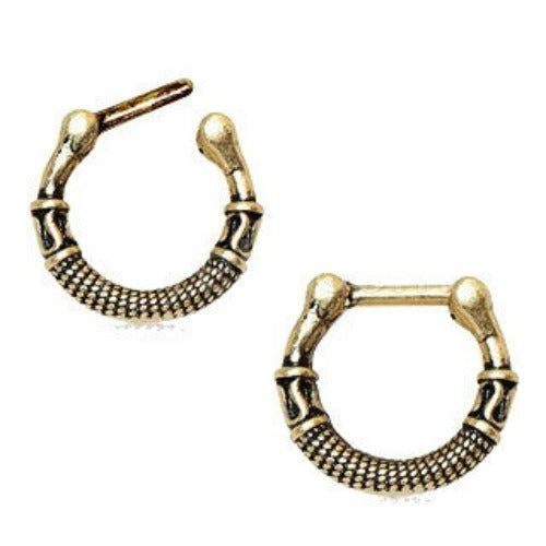 Greek Inspired Antique Gold Plated Septum Clicker | Fashion Hut Jewelry