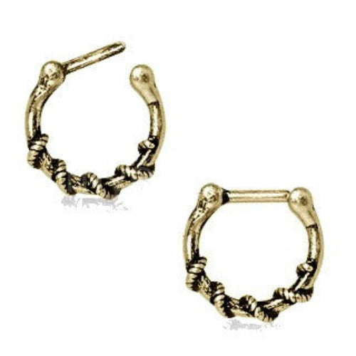 Rope Wrapped Antique Gold Plated Septum Clicker - Fashion Hut Jewelry