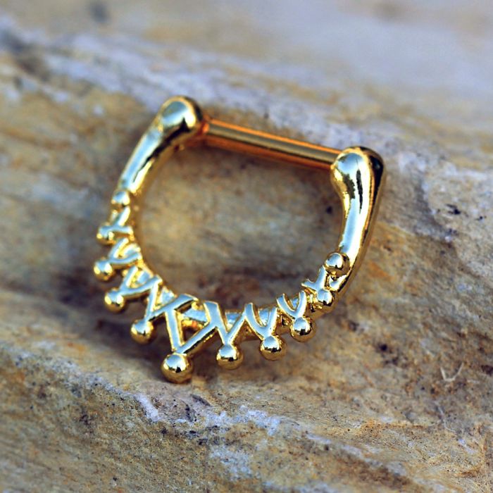 Gold Plated Royal Crown Septum Clicker | Fashion Hut Jewelry