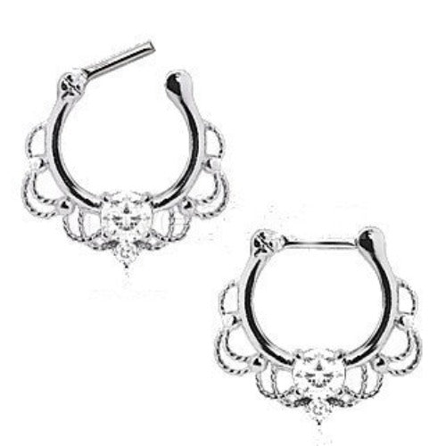 316L Stainless Steel Made For Royalty Ornate Septum Clicker | Fashion Hut Jewelry