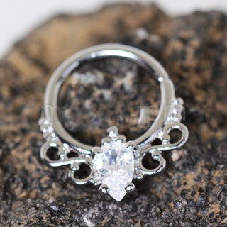 316L Stainless Steel Made for Royalty Annealed Ornate Seamless Ring / Septum Ring | Fashion Hut Jewelry