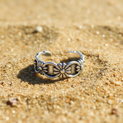 Flowers Sterling Silver Toe Ring | Fashion Hut Jewelry
