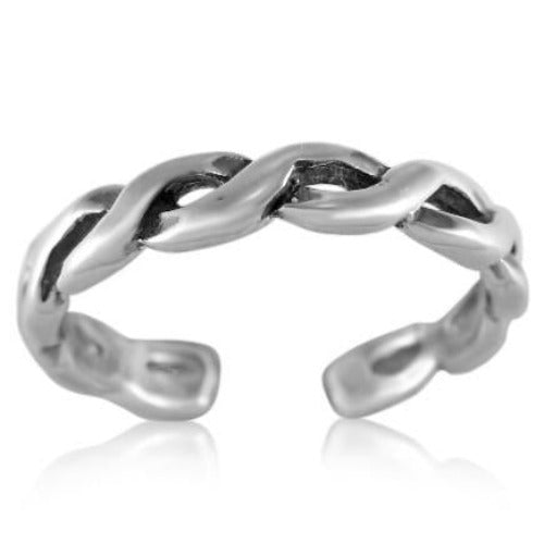 Modern Twist Braid Sterling Silver Toe Ring | Fashion Hut Jewelry