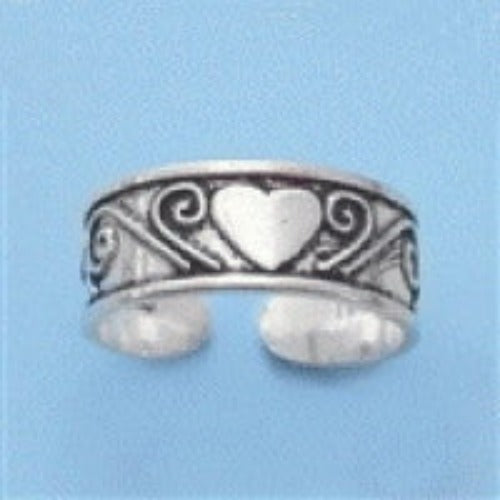 Heart Design Sterling Silver Toe Ring - Fashion Hut Jewelry