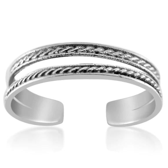 Adjustable Double Rope Sterling Silver Toe Ring | Fashion Hut Jewelry