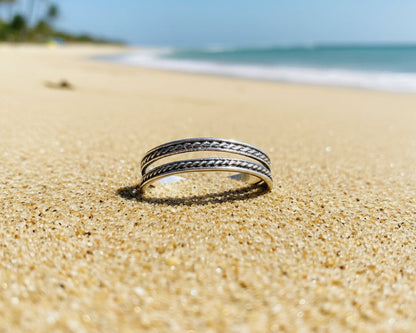 Adjustable Double Rope Sterling Silver Toe Ring | Fashion Hut Jewelry