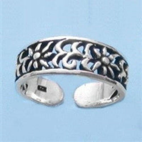 Open Flower Sterling Silver Toe Ring | Fashion Hut Jewelry