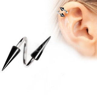 316L Surgical Steel Twist with Black PVD Plated Spikes | Fashion Hut Jewelry